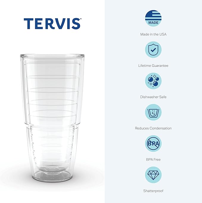 Tervis Softball - All Over Made in USA Double Walled Insulated Tumbler Cup Keeps Drinks Cold & Hot, 24oz - No Lid, Classic
