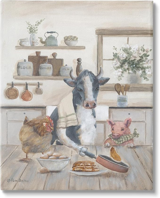 Stupell Industries Farm Animals in Kitchen Canvas Wall Art Design by Pam Britton