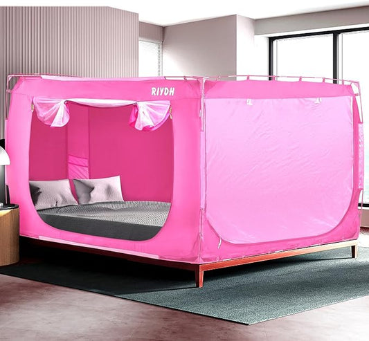 Bed Tent Bed Canopy Queen Size Tents for Adult and Kids- Portable Dream Tent Indoor Sleeping Tents 70% Blackout with 3 Doors Breathable Big Space Tents