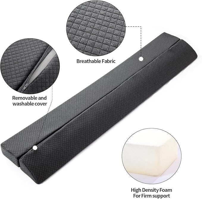 MABOZOO Pillow Wedge for Headboard Gap,Bed Gap Filler King Size,Foldable Bed Wedge Pillow for Headboard,Grey Bed Wedge Gap Filler,Foam Mattress Gap Filler,76"x6"x6"