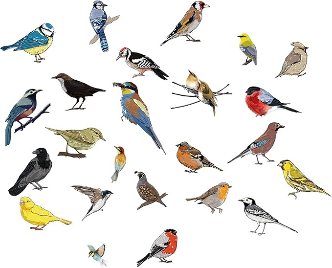 CREATCABIN Little Birds Vinyl Wall Decals Watercolor Birds Wall Stickers Self-Adhesive Peel and Stick Mural Decoration for Bedroom Living Room Kitchen Wardrobe Door Garden Playroom Nursery (Small)
