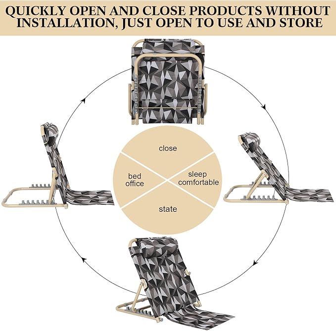 Lifting Bed Backrest Portable Folding Adjustable Sit up Back Rest Multifunction Chair for Bed Change Angle of Backrest for Elderly Patients Back Neck Lumbar Support (Mixed Color,23.6 Inch)