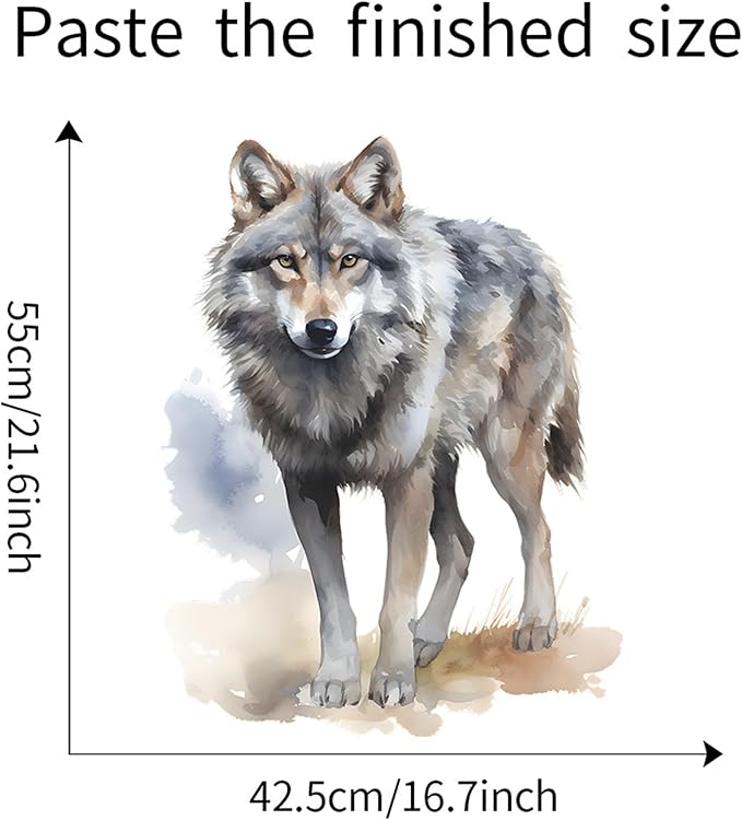 Waterproof Removable Vinyl PVC Wolf Safari Animal Wall Decal Wall Sticker for Nursery School Classroom Livingroom Bedroom Bathroom Decor Peel Stick Art Wallpaper Stickers,Room Decals