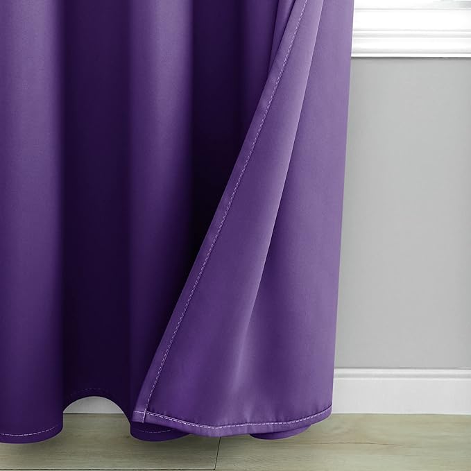 Mrs.Naturall Bathroom Window Curtains,Blackout Short Curtains for Bedroom,45 Inch Length,Dark Purple