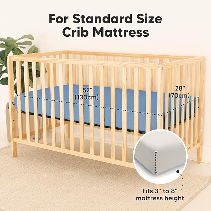 2-Pack Waterproof Crib Sheets for Boys, Girls - Viscose Derived from Bamboo Crib Sheets Neutral, Crib Mattress Protector Sheet, Soft Toddler Bed Sheets, Fitted Baby Crib Sheets Girl, Boy (Slate)