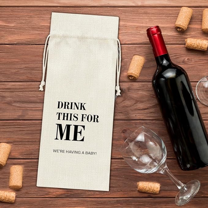 Pregnancy Announcement Wine Bag, Pregnant Reveal Wine Gift Bag, Baby Announcements Gifts for Grandparents Aunt Uncle Friends