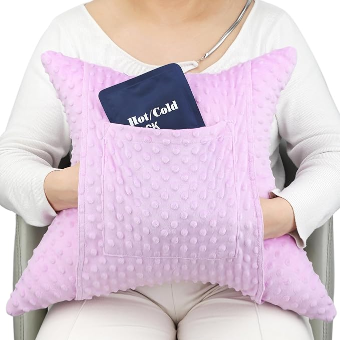 Star Hysterectomy Recovery Pillow C-Section Pillows with 2 Pockets for Tummy Tuck Abdominal Lumpectomy Belly Surgery Must Haves Shock Absorbing Cough Cushion Patients Gifts Minky Dot Lavender