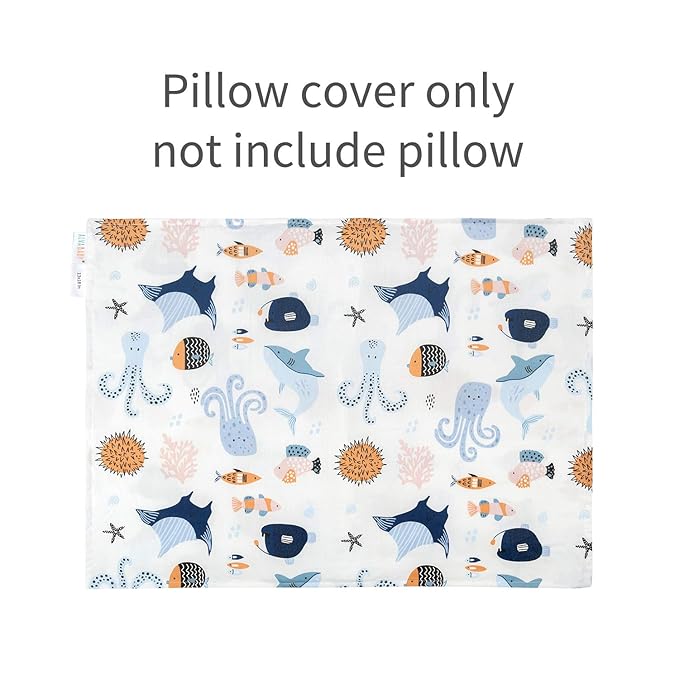 ALVABABY Toddler Pillowcases Fits 13 x 18,12x 16 Kids Pillow 2 Pieces of Cotton Baby Pillow Cover with Envelope Kids Pillowcases for Boys Girls Sleep and Dream Dinosaur and Seaworld 2TPW12-1