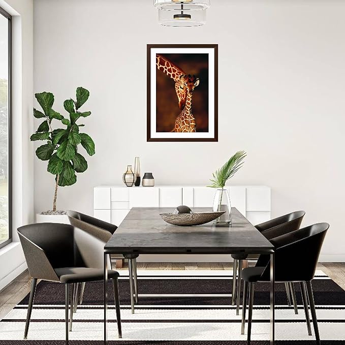 Framed Wall Art Prints Giraffe and Baby by Lantern Press, Animals Decor, 24" x 36", Espresso Frame with White Mat