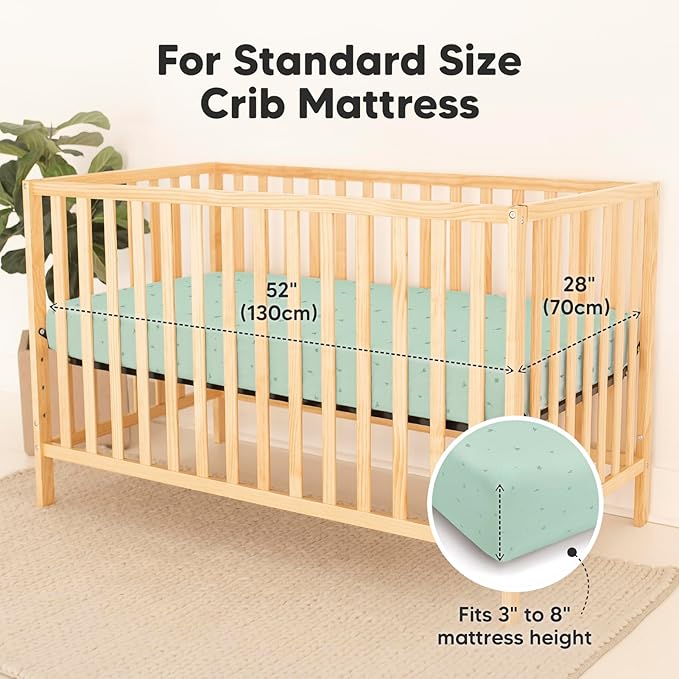 2-Pack Waterproof Crib Sheets for Boys, Girls - Viscose Derived from Bamboo Crib Sheets Neutral, Crib Mattress Protector Sheet, Soft Toddler Bed Sheets, Fitted Baby Crib Sheets Girl, Boy (Bunnies)