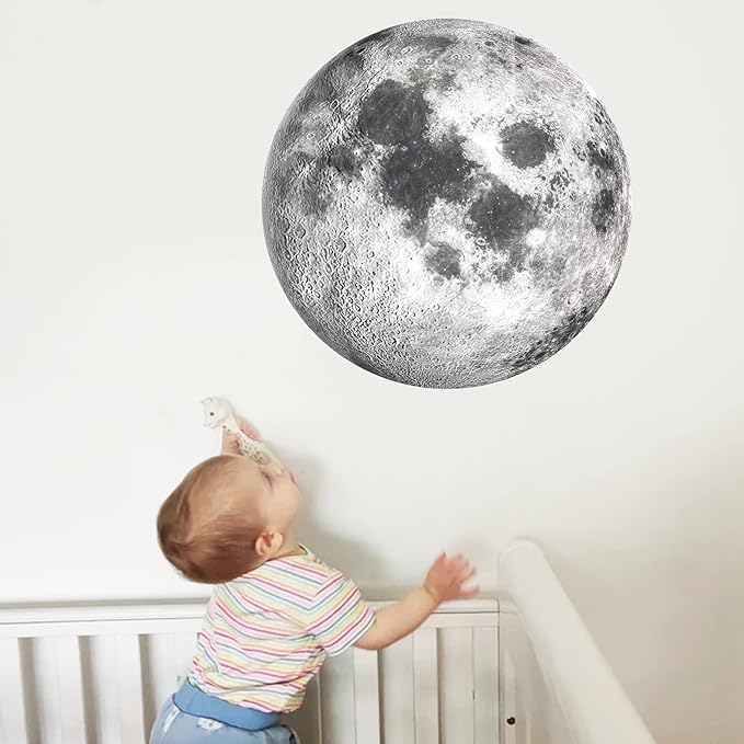 Moon Wall Stickers, Full Moon Universe Space Wall Sticker, Large Size Planet Wall Decal, Space Wall Decor for Bedroom Classroom Playroom Nursery Birthday Gift Idea