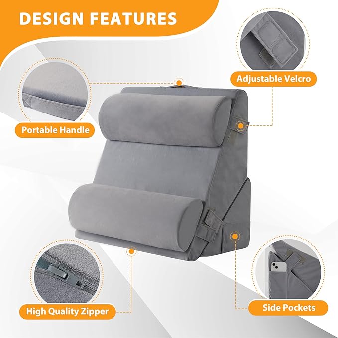 4PCS Orthopedic Bed Wedge Pillow Set for Sleeping, Wedge Pillow for Back Pain Relief, 10-in-1 Adjustable Bed Wedge Pillow Post Surgery, Triangle Pillow for Acid Reflux Snoring Gerd, Velvet