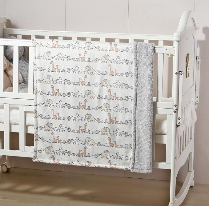 CREVENT Minky Baby Blanket for Girls Boys, Soft Plush Receiving Blanket for Newborns - 30x40 Inches (Animal)