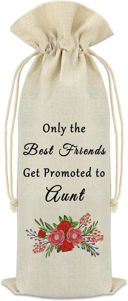 New Aunt Gift Wine Bag Auntie to be Gift Pregnancy Announcement Gift for Friends Sister Wine Bag Baby Shower Baby Reveal Gift for Aunt Mother's Day Christmas Birthday Gift Promoted to Auntie Gift