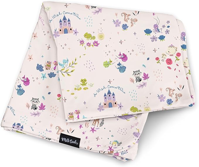 Milk Snob Disney A Wish Come True Baby Girl Swaddle Blanket, Soft Receiving, Security Bed and Play Blanket, Toddler and Infant Baby Bedding Registry and Shower Gifts, Newborn Essentials, 34" x 34"