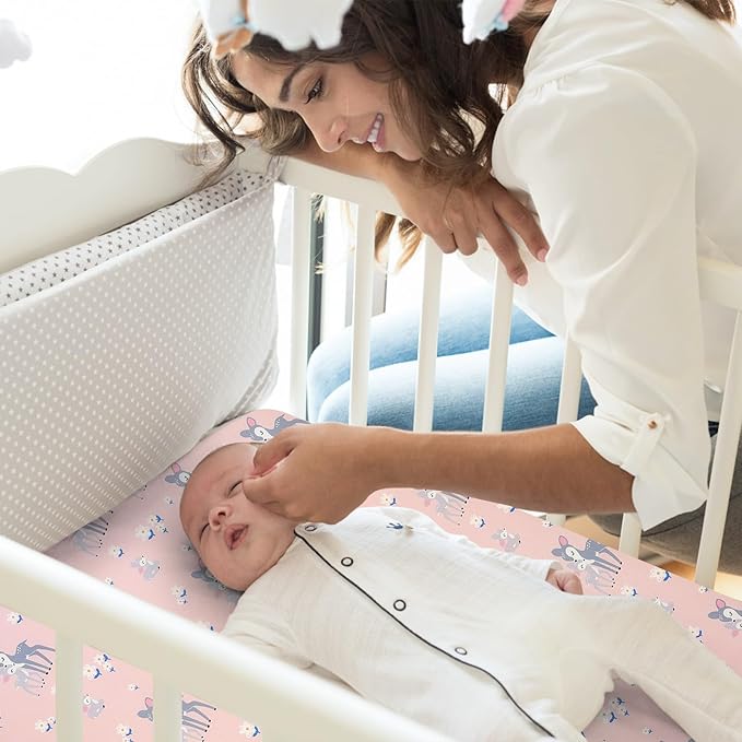 Pack n Play Fitted Sheet. 2 Piece Mini Crib Sheet. Elastic Playard Sheet. Portable Sheet Set. Elastic Convertible Playard Set. Compatible with Graco Pack n Play. (Leaves & Deer)