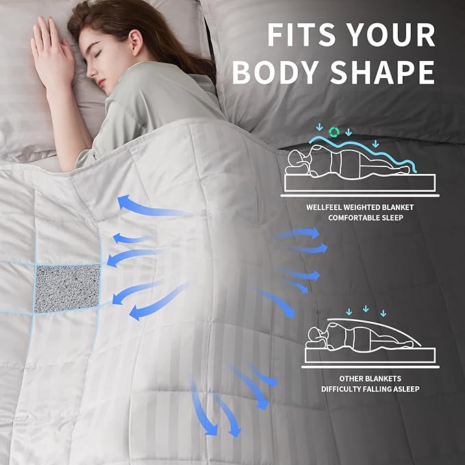 Weighted Blanket for Adult,15lbs Heavy Weighted Blanket 48"x72" Breathable Cooling Summer Blankets, Ultra Soft Cotton Comfort Throw Blanket with Glass Beads for All-Season (White)