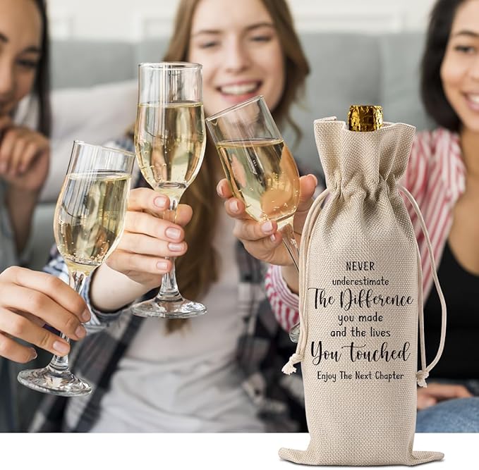 Going Moving Away Retirement Leaving Farewell Goodbye Gifts for Women Friends Coworkers Party Decorations New Home Job Beginning Gifts Enjoy The Next Chapter Wine Bag