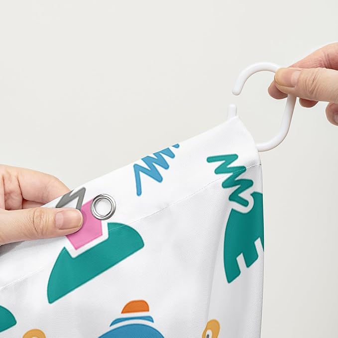 AILONEN Robots Shower Curtain,Modern Cartoon Super Robot Pattern Bathroom Decor for Boys Girls Teens Kids, 36" W*72" H Watercolor Robot Shower Curtain Set