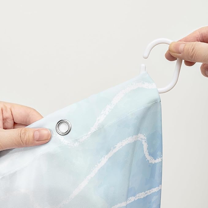 AILONEN Blue Octopuses Shower Curtain Set, Cartoon Octopus Creature Waterproof Fabric Shower Curtain,Ocean Animal Cloth Bath Curtain,Watercolor Blue Shower Curtain Liner with Hooks,48" Wx72 H