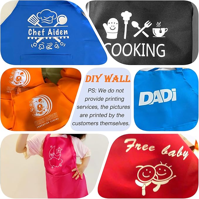 Kids Apron Chef Hat Set for Boys and Girls Adjustable Neck Strap Hook and Loop Fastener Design Waistband for Baking