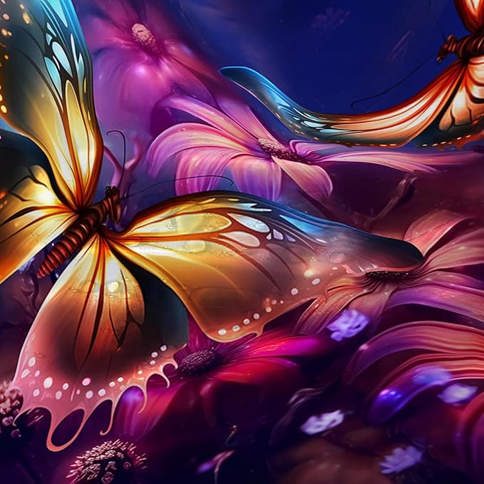 AILONEN Beautiful Butterfly Shower Curtain for Kids Girls Boys, Colorful Butterfly with Flower Bath Curtains for Bathroom,Boho Style Natural Plants Shower Curtain Set with Hooks,60" W*72" H