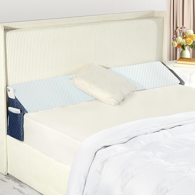 Queen Bed Wedge Pillow for Headboard 60"x 10"x 6" Plus/Mattress Gap Filler Close The Gap (0-6")/Foam Triangle Bloster Wedge Pillow headboard for Headboard Gap Between Mattress and Headboard