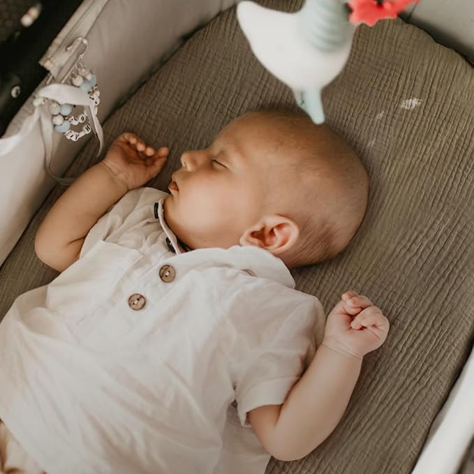 Muslin Bassinet Sheets Baby: Cotton Bassinet Sheets Fitted for Boys and Girls - Bassinet Sheets for Oval Rectangle or Hourglass Mattress(Autumn Leaf)