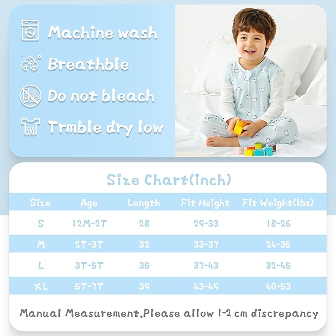 WONDAY Baby Toddler Sleep Sack, Sleep Sack 3t-5t, Sleep Sack Baby Wearable Blanket, Baby Sleep Sacks with Feet, Sleeveless Soft Sleep Sacks with Legs for Toddlers