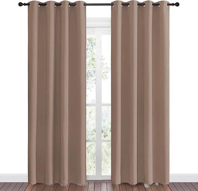 NICETOWN Blackout Draperies Curtains Panels - Window Treatment Thermal Insulated Solid Grommet Blackout Curtains/Panels/Drapes for Bedroom (Set of 2 Panels, 55 by 86 Inch, Cappuccino)
