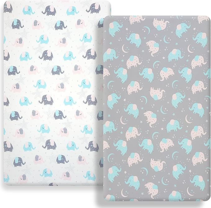 Pack n Play Fitted Sheet. 2 Piece Mini Crib Sheet. Elastic Playard Sheet. Portable Sheet Set. Elastic Convertible Playard Set. Compatible with Graco Pack n Play