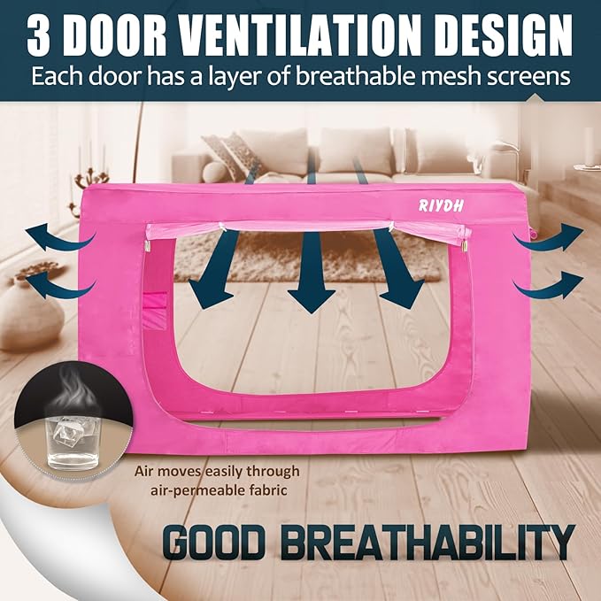 Bed Tent Twin Bed Canopy Tents - Portable Dream Tent for Kids and Adult Indoor Sleeping Tents 70% Blackout with 3 Doors Breathable Private Space Tents