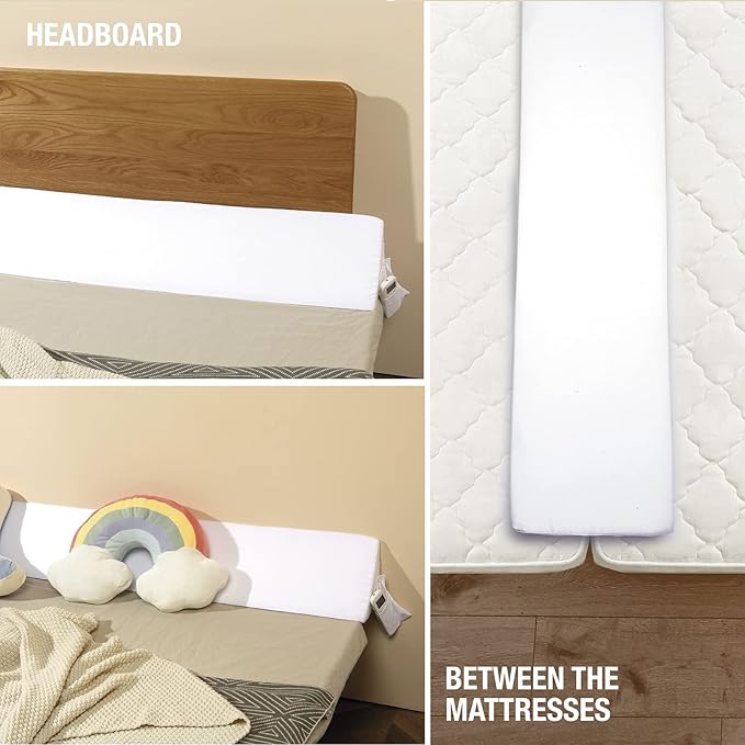 Vekkia King Bed Wedge Pillow for Headboard/Wedge Pillow Headboard/Bed Gap Filler/Headboard Pillow,Pillow Wedge for Headboard Gap Between Mattress and Headboard,Stop Loosing Your Pillows(White)