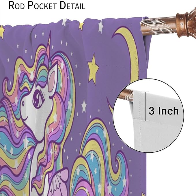 Kids Unicorn Curtains Kids Girls Boys Rainbow Unicorn Pattern Blackout Curtains Bedroom Curtains 42x45 Inches 2 Panels