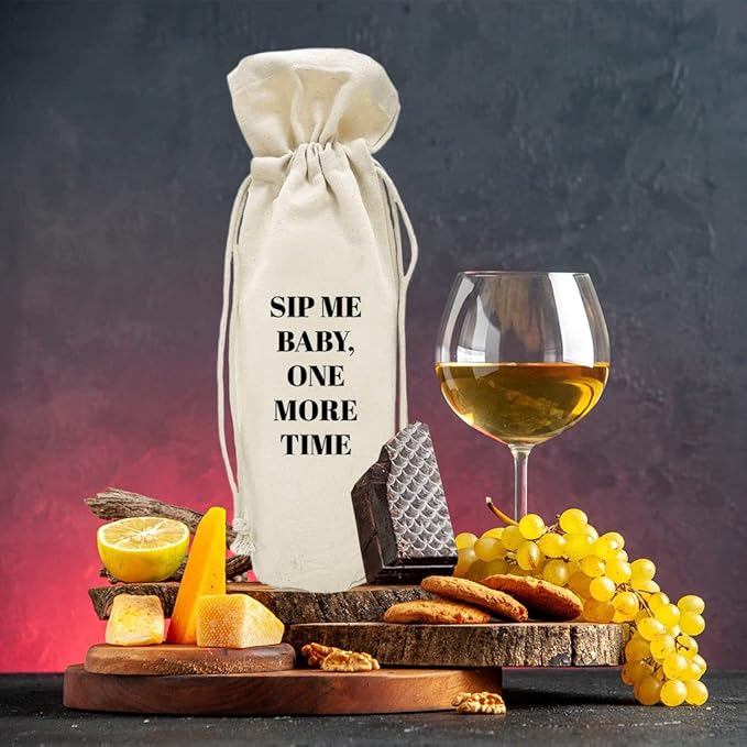 Andaz Press Mothers Day Wine Bag, Sip Me Baby, One More Time, Mothers Day Wine Bottle Cover, Mother's Day Gifts, Canvas Wine Gift Bag Champagne Bottle Bag Wine Bags For Wine Bottles Gifts 1-Pack