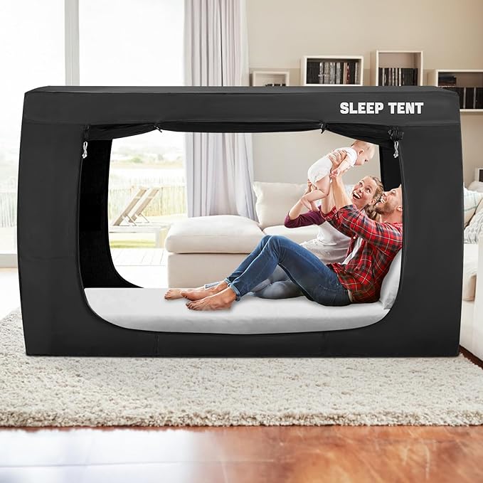 BORNA Bed Tent Bed Canopy Full Size for Adult and Kids,Portable Sleeping Tents Dream Tents Indoor for Kids and Adult, Breathable Privacy Space on Bed with Three Doors (Mattress Not Included)