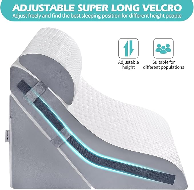 Wedge Pillow for Sleeping, Orthopedic Bed Wedge Pillow Set, 15-in-1 3PCS Adjustable Memory Foam Wedge Pillow Post Surgery, 9 &16 & 20 inches Height 3-in-1 Incline Wedges Pillows (White 3-Piece Set)