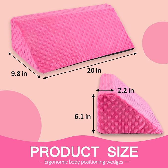 Wedge Pillow for Side Sleeping, Body Positioning Foam Wedge Pillow, Side Wedge Pillow for Sleeping Non-Slip Back Positioning Pillow for Bed Sore Wedge (Pink)
