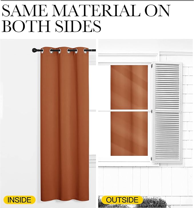 NICETOWN Halloween Blackout Curtain Panels for Girls Room, Nursery Essential Thermal Insulated Solid Grommet Top Blackout Drapes (Burnt Orange, 1 Pair, 55 x 68 inches)