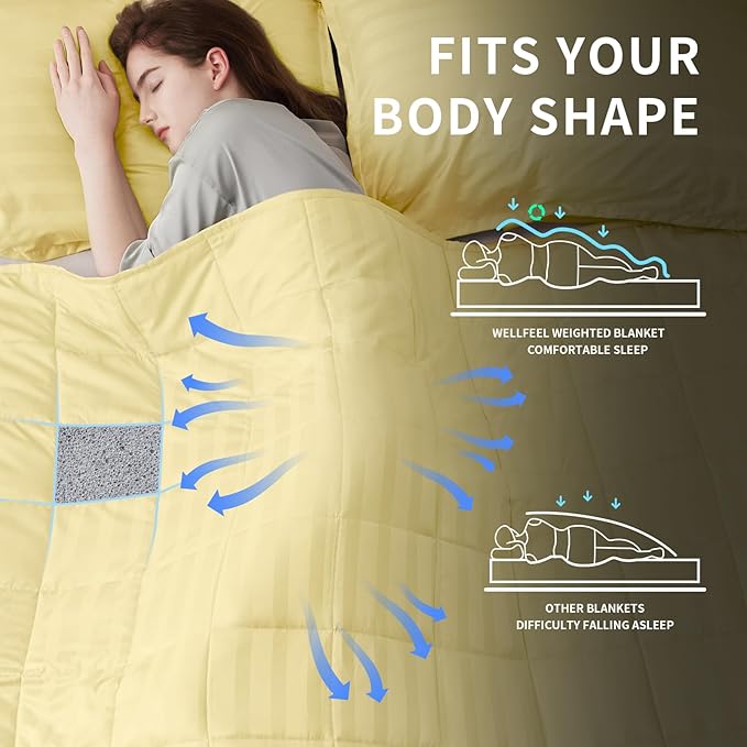 Weighted Blanket,5lbs Heavy Weighted Blanket 36"x48" Breathable Cooling Blanket, Summer Blankets Ultra Soft Comfort Blanket with Glass Beads for All-Season (Yellow)