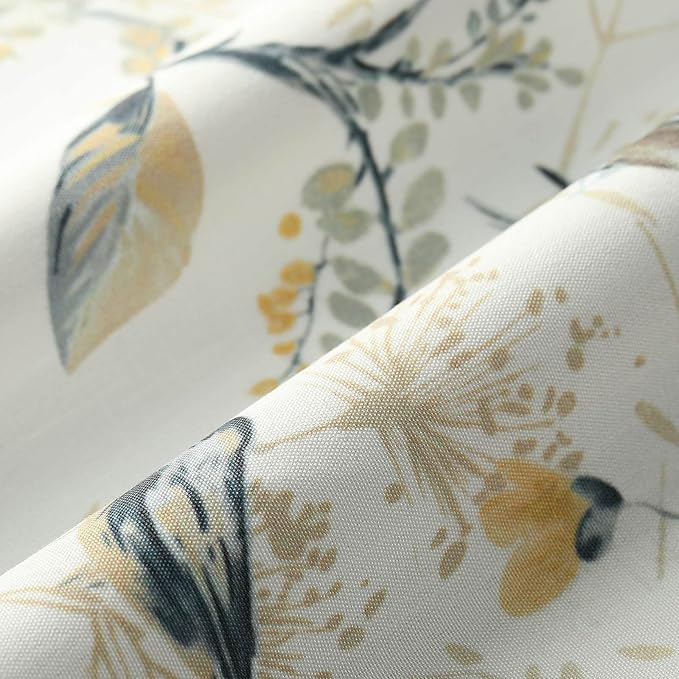 Leeva Elegant Grey Birds Curtain Tiers, Farmhouse Style Linen Textured Short Window Treatment for Bathroom Living Room Cafe, 2 Panels Set, 29 x 24 Inch