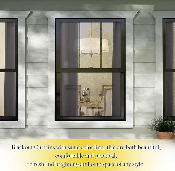 NICETOWN Grey Blcakout Curtains Total Shade Draperies, Heavy-Duty Full Light Shading Drapes with Same Color Liner Backing for Large Window（Gray, Package of 2 Panels, 52 inches Wide x 95 inches Long