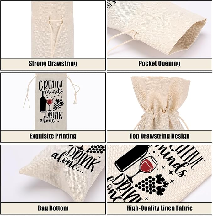 Funny Wine Quotes Wine Bag Wine Tasting Party Supplies for Wine Lovers Women Men Granny Groom Friend Christmas Birthday Wedding Bachelorrette Party Wine Bags