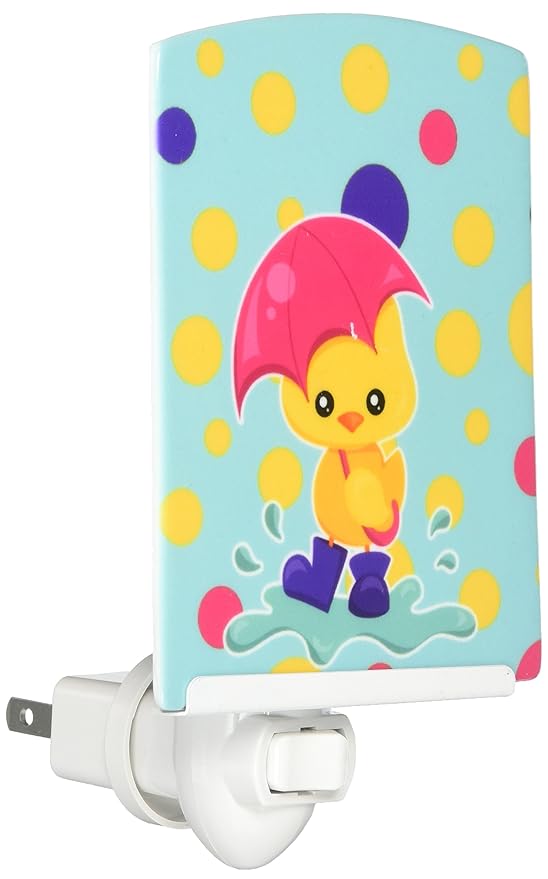 Caroline's Treasures BB7101CNL Duck in The Rain on Polkadots Ceramic Night Light Compact, UL-Certified, Ideal for Bedroom, Bathroom, Nursery, Hallway, Kitchen, 6x4x3, Multicolor
