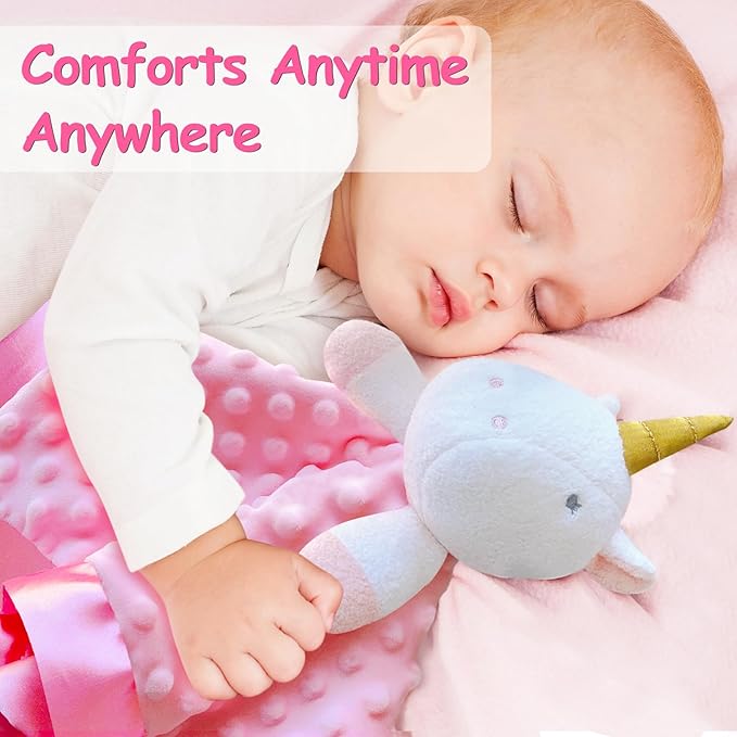 Pink Unicorn Baby Security Blanket Loveys for Babies Girls, 16" Soft Baby Lovey Blanket, Baby Snuggle Stuffed Animals Blankie, Baby Girls Gifts for Infant and Toddler