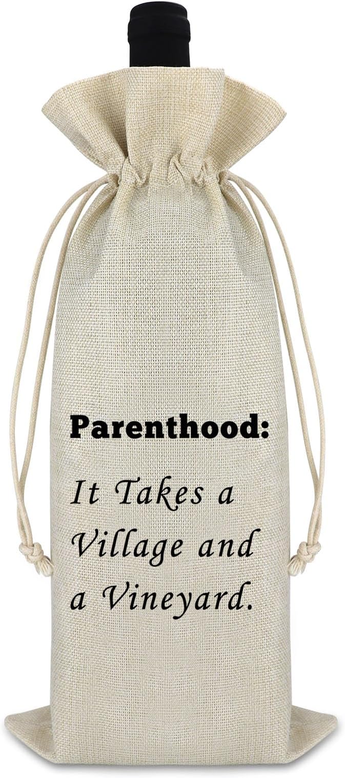 Pregnancy Announcement Gift Baby Reveal Wine Gift Bag New Baby Gift for Friends Birthday Appreciation Gift for Mom Father Cotton Burlap Wine Wrap Bag Mothers Day Fathers Day Gift for Parents