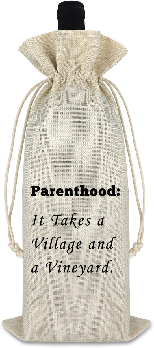 Pregnancy Announcement Gift Baby Reveal Wine Gift Bag New Baby Gift for Friends Birthday Appreciation Gift for Mom Father Cotton Burlap Wine Wrap Bag Mothers Day Fathers Day Gift for Parents