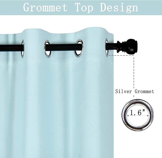 Aqua Valances for Kitchen Windows - Room Darkening Valances for Window with Grommet 100 by 18 Inch,1 Panels 100W x18 L