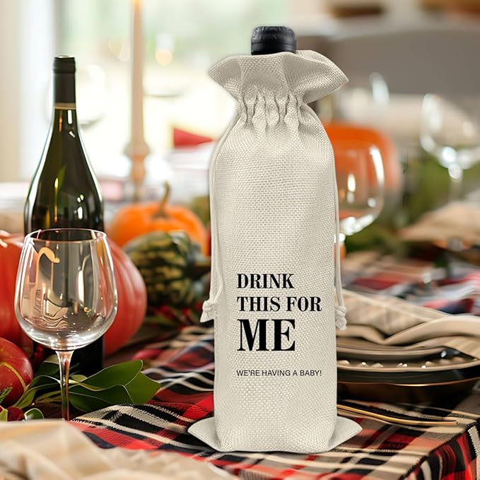 Pregnancy Announcement Wine Bag, Pregnant Reveal Wine Gift Bag, Baby Announcements Gifts for Grandparents Aunt Uncle Friends