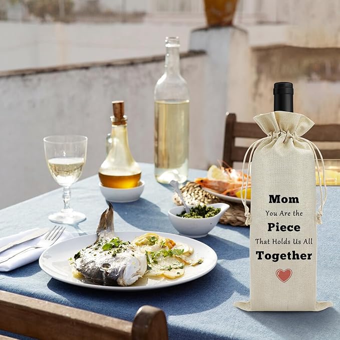 Gift for Mom Mother's Day Gift Wine Bag Thank You Gift for Mom Grandma Birthday Christmas Gift for Her Wine Wrapping Valentine Thanksgiving Gift for Mom from Child Bag Drawstring Wine Gift Bag